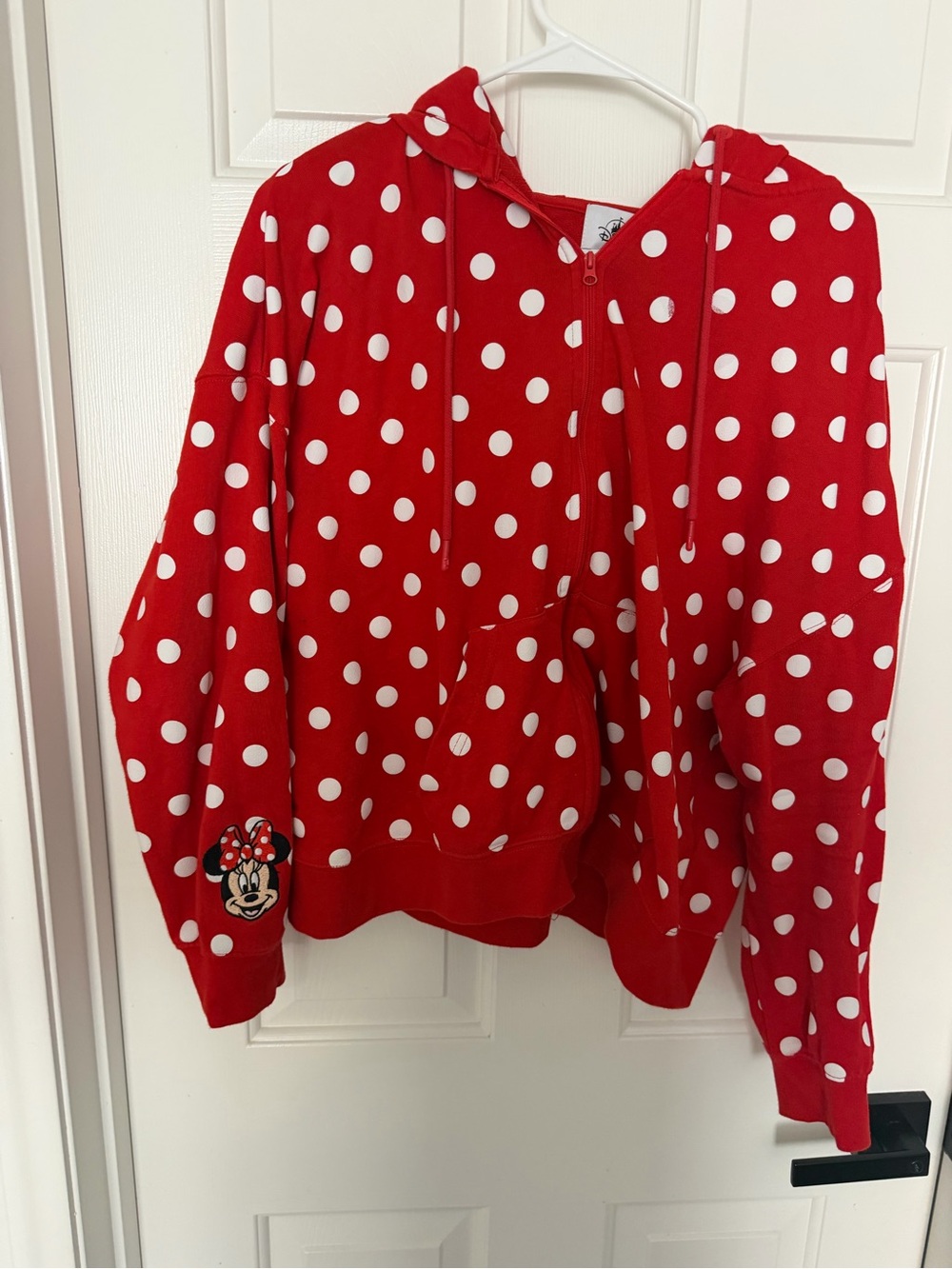 Disney Red and White Polka Dot Minnie Mouse Zip Hoodie